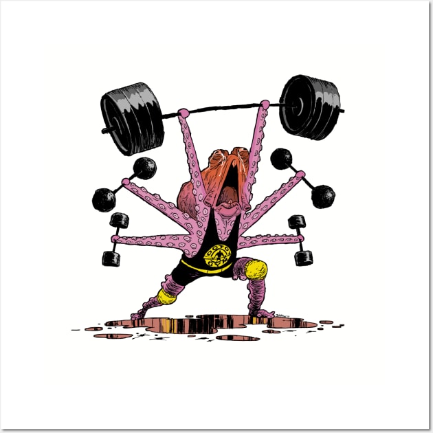 Weightlifting Octopus Wall Art by JimBryson